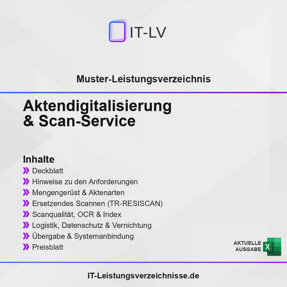 Inhaltsübersicht Muster-LV: Aktendigitalisierung und Scan-Dienstleistung Inhaltsübersicht Muster-LV: Aktendigitalisierung und Scan-Dienstleistung