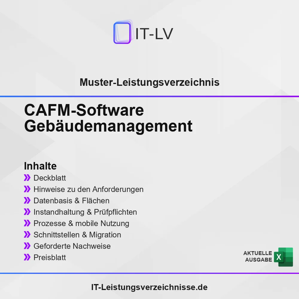 Inhaltsübersicht Muster-LV: CAFM-Software (Gebäudemanagement) Inhaltsübersicht Muster-LV: CAFM-Software (Gebäudemanagement)