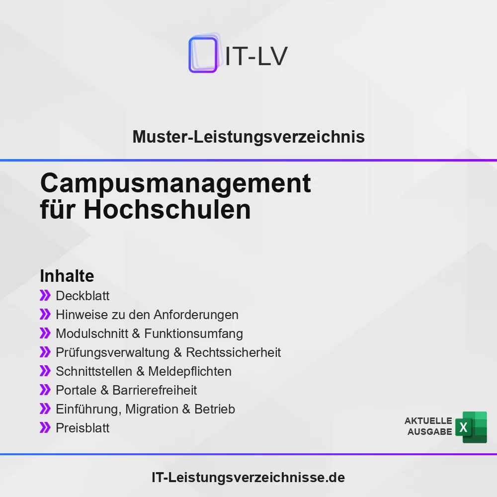 Inhaltsübersicht Muster-LV: Campusmanagement für Hochschulen Inhaltsübersicht Muster-LV: Campusmanagement für Hochschulen