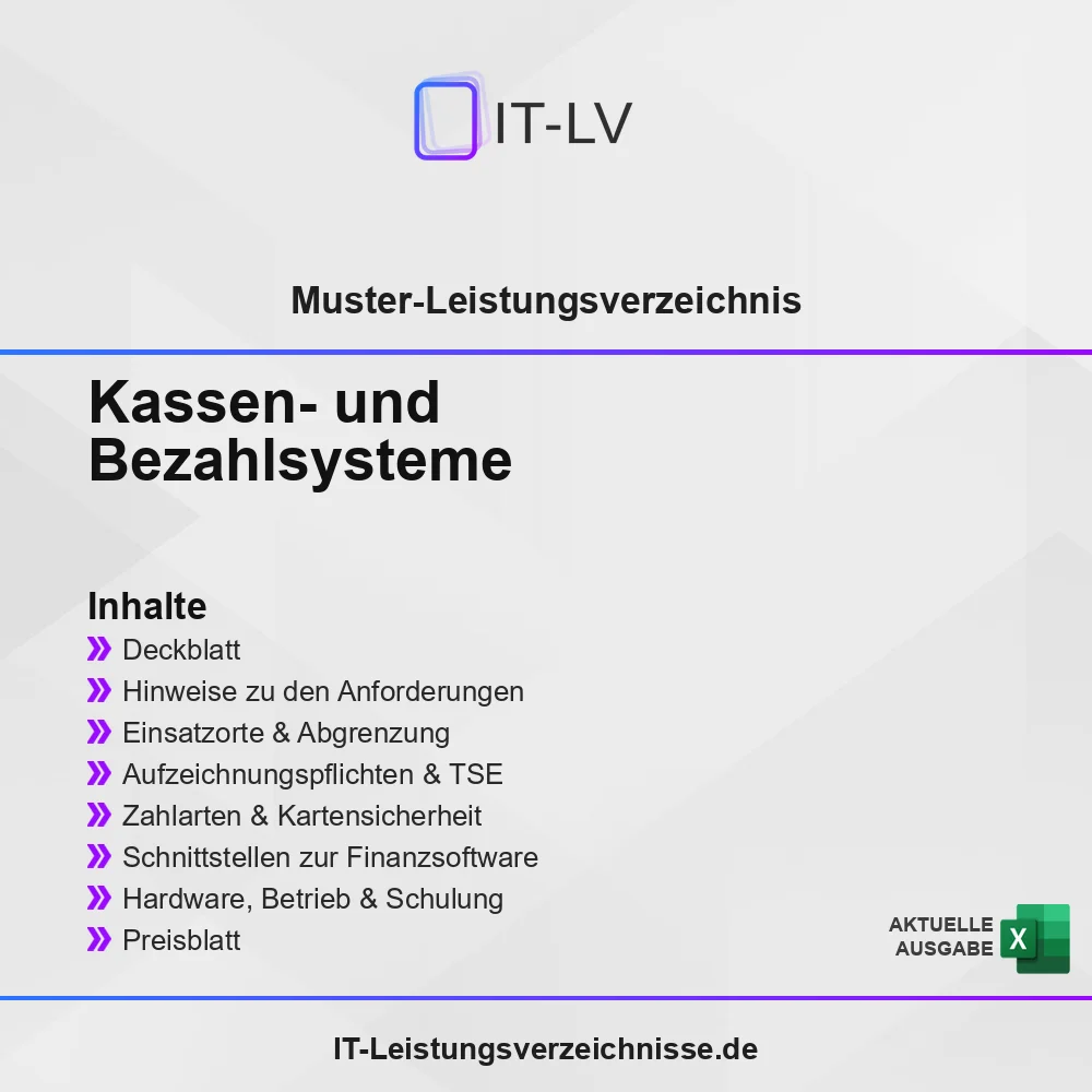Inhaltsübersicht Muster-LV: Kassen- und Bezahlsysteme Inhaltsübersicht Muster-LV: Kassen- und Bezahlsysteme