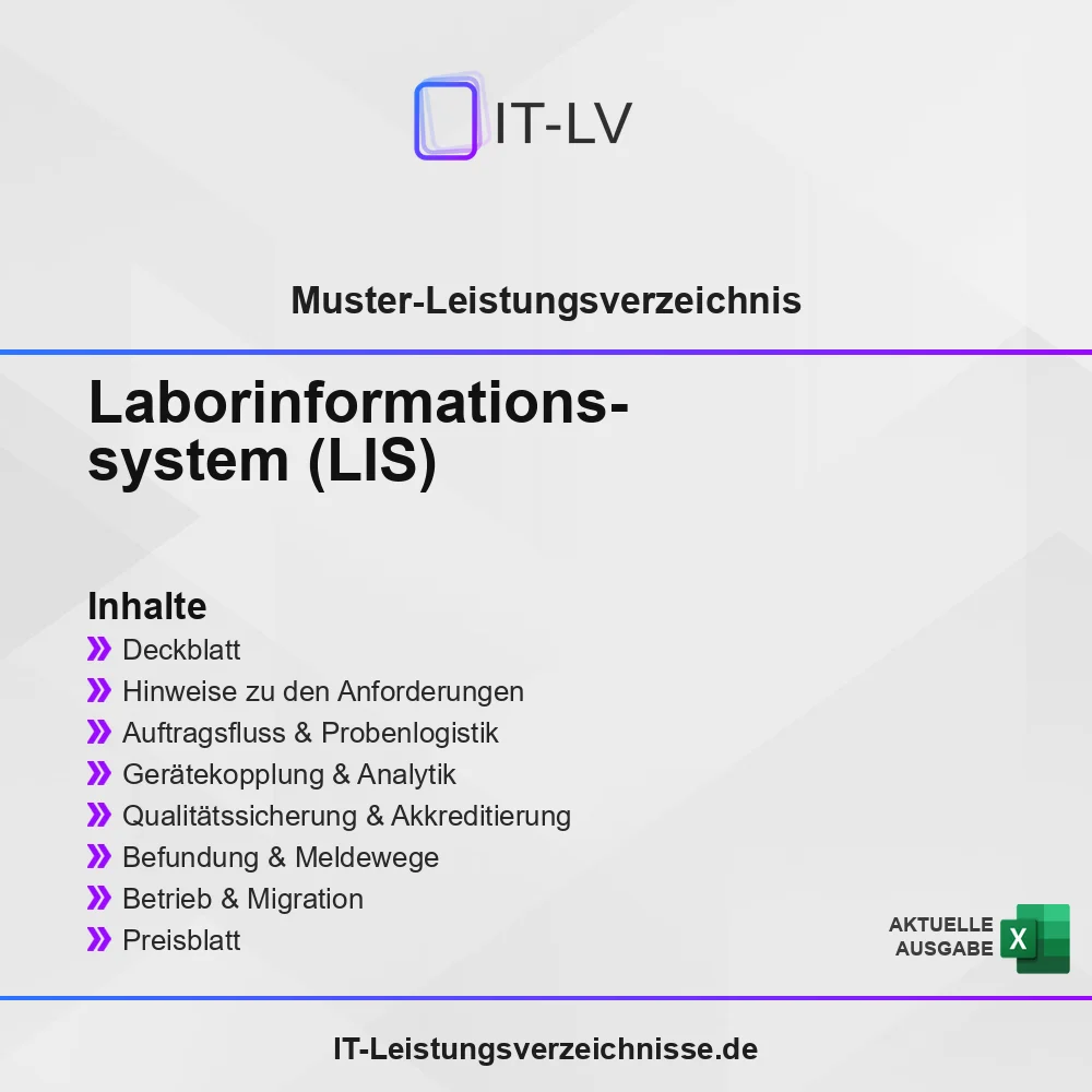 Inhaltsübersicht Muster-LV: Laborinformationssystem (LIS) Inhaltsübersicht Muster-LV: Laborinformationssystem (LIS)