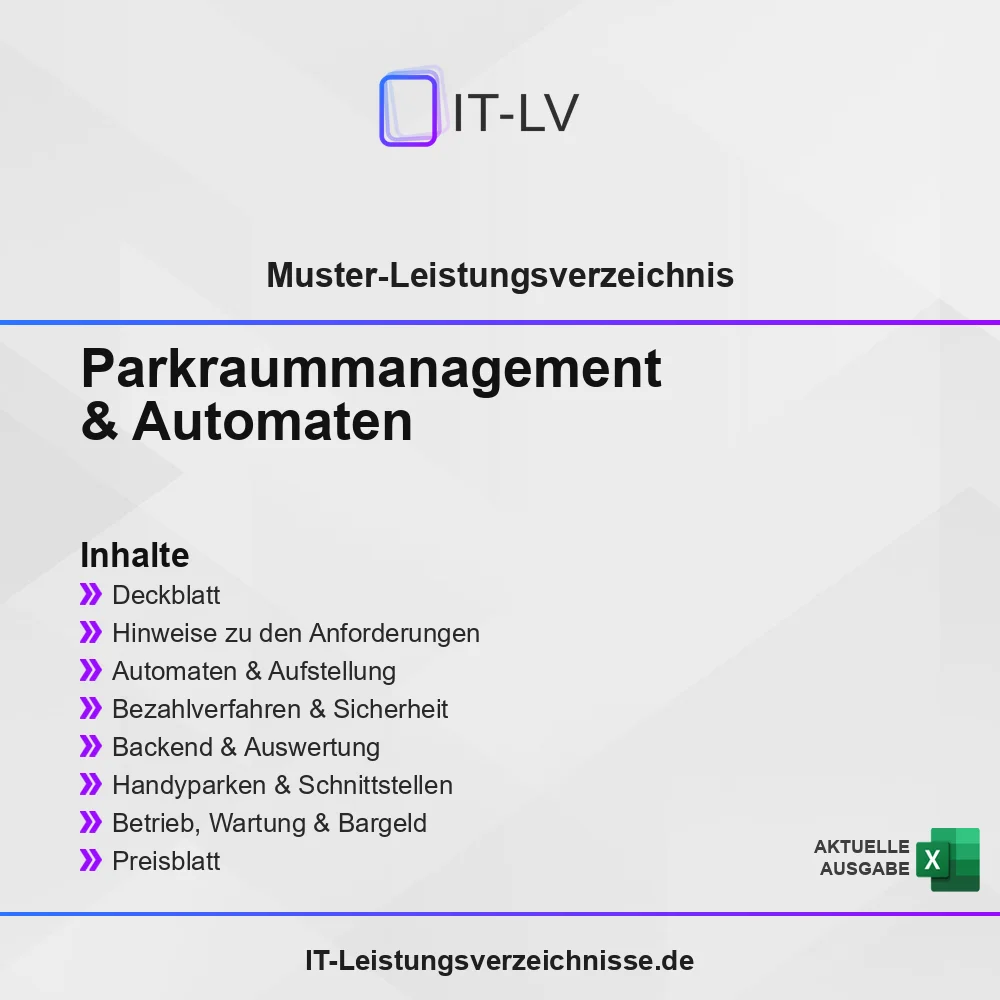 Inhaltsübersicht Muster-LV: Parkraummanagement und Parkscheinautomaten Inhaltsübersicht Muster-LV: Parkraummanagement und Parkscheinautomaten