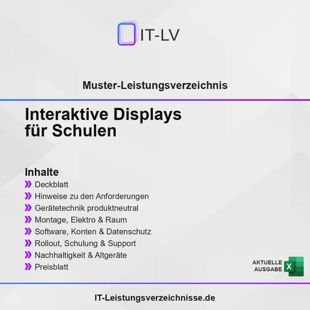 Inhaltsübersicht Muster-LV: Interaktive Displays und Medientechnik für Schulen Inhaltsübersicht Muster-LV: Interaktive Displays und Medientechnik für Schulen