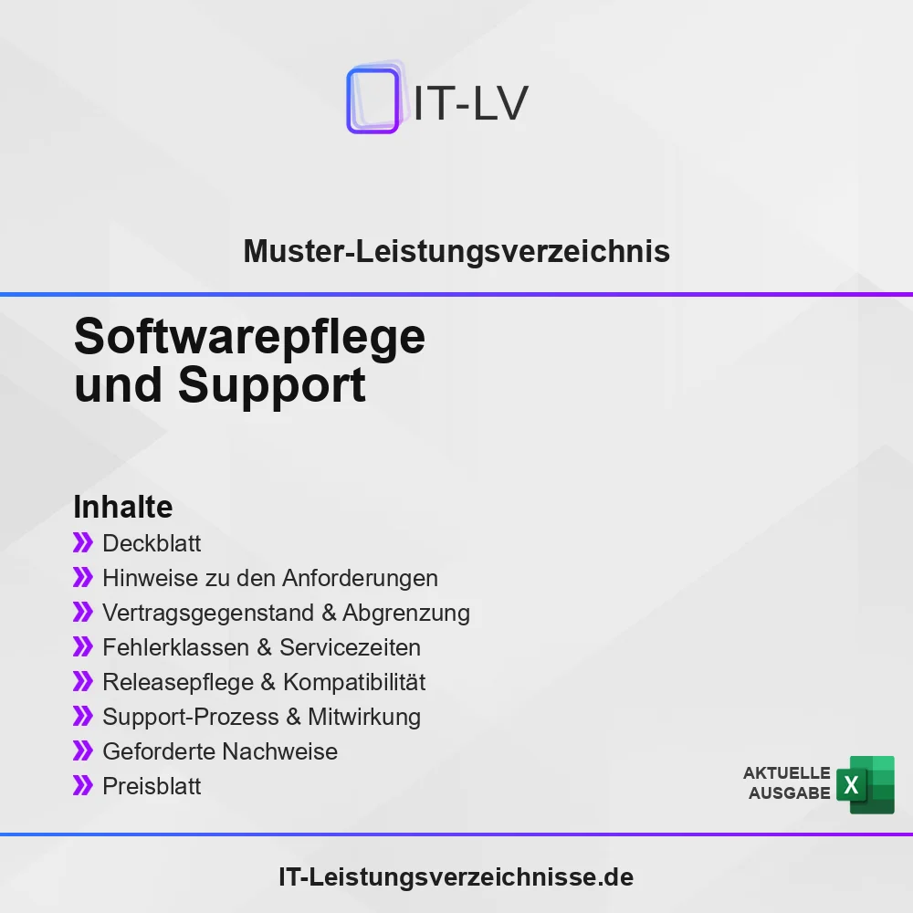 Inhaltsübersicht Muster-LV: Softwarepflege und Support Inhaltsübersicht Muster-LV: Softwarepflege und Support