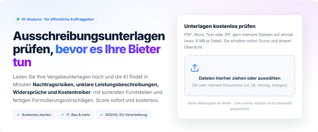 KI-Ausschreibungs-Check: Ergebnis mit Score und Ampel