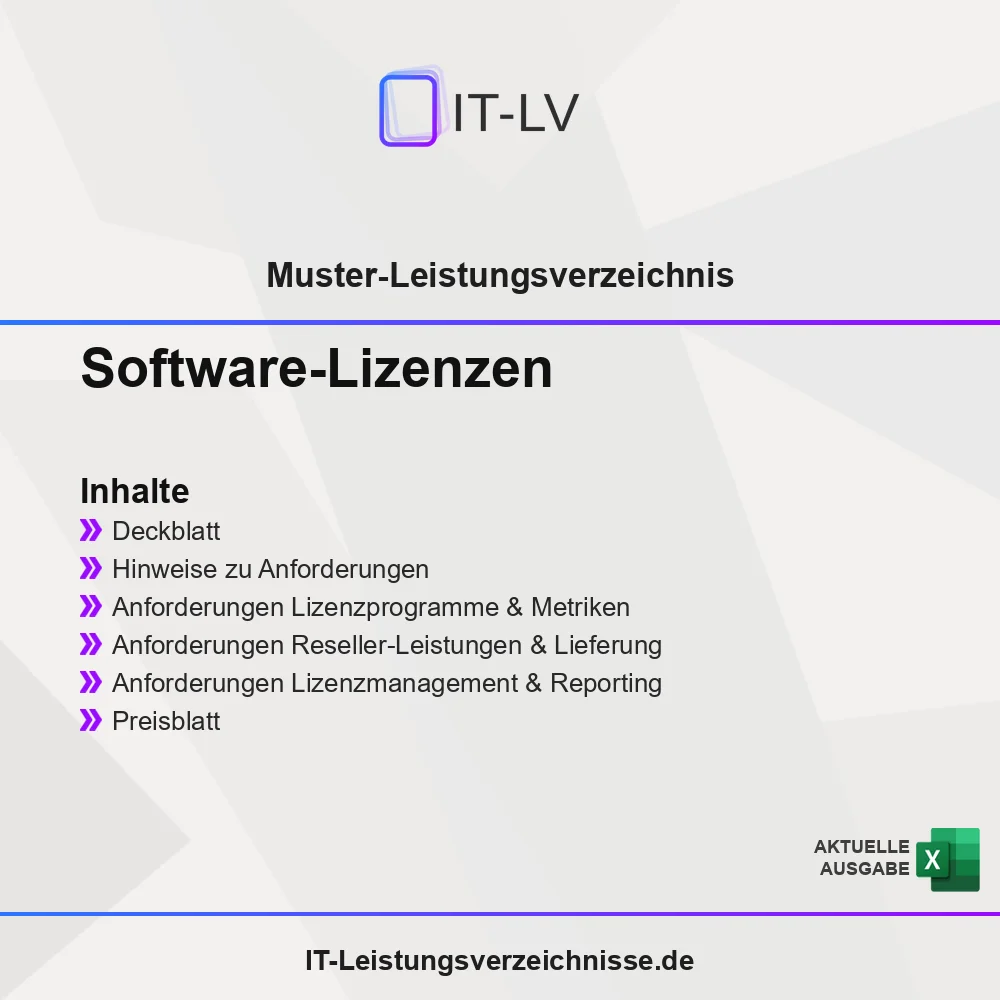 Inhaltsübersicht Muster-LV Software-Lizenzen Inhaltsübersicht Muster-LV Software-Lizenzen